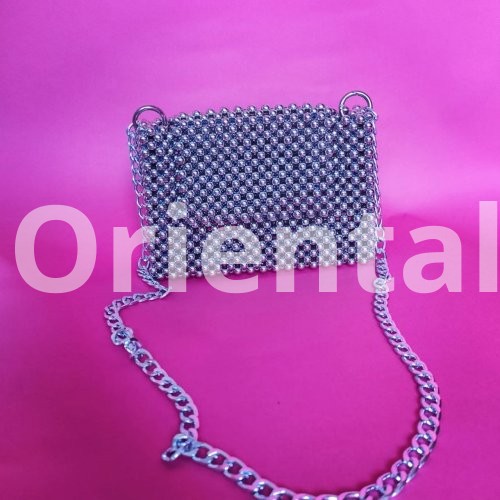 Beaded silver handbag and crossbody bag