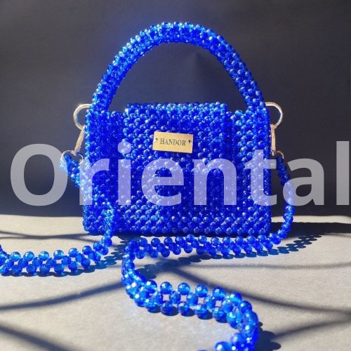 Blue crystal handbag and crossbody bag