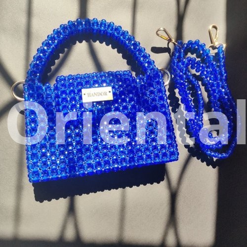 Blue crystal handbag and crossbody bag