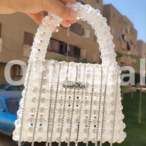 White crystal and loli handbag