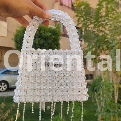 White crystal and loli handbag