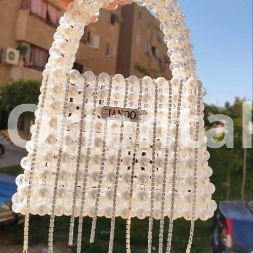 White crystal and loli handbag