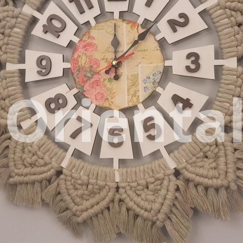 Macrame clock for decoration