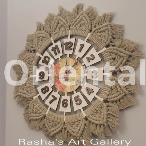 Macrame clock for decoration