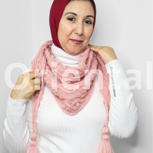 Pink hand knitted Shawl