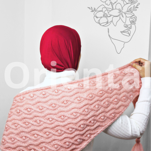 Pink hand knitted Shawl