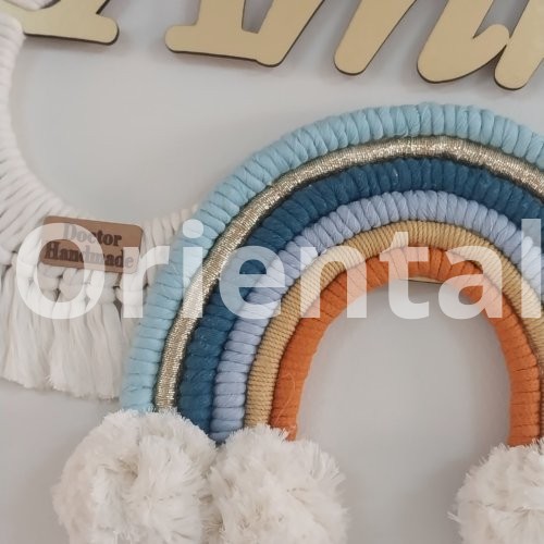 Macrame cloud hanging with name for decoration