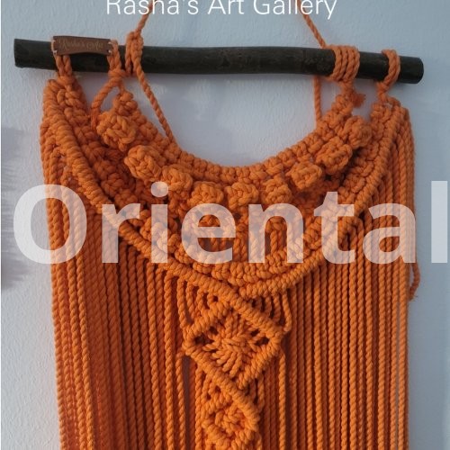 Orange macrame hanger for decoration