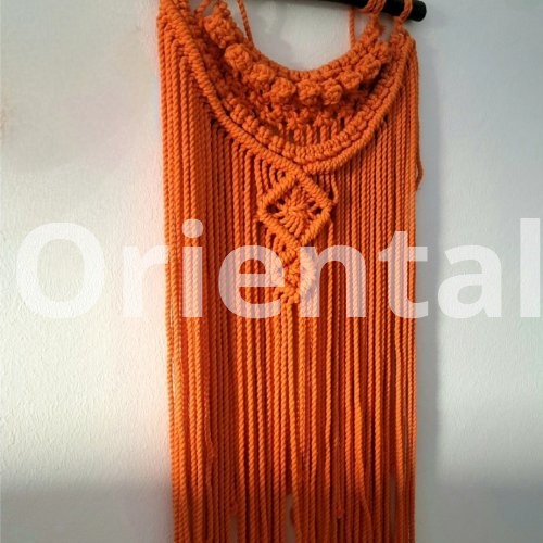 Orange macrame hanger for decoration