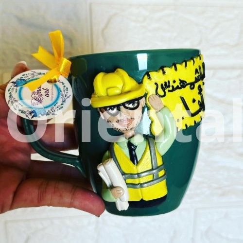 Engineer shaped clay mug