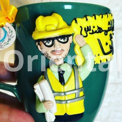 Engineer shaped clay mug