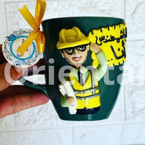 Engineer shaped clay mug