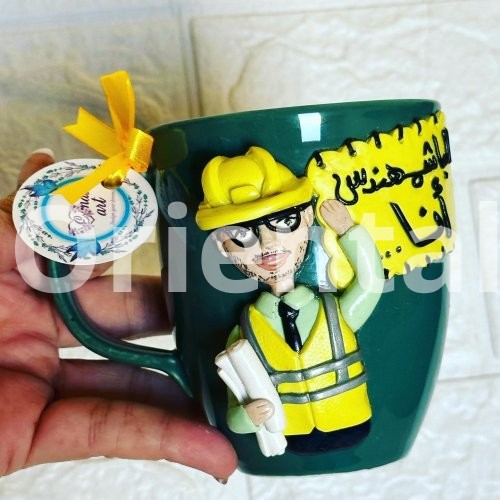 Engineer shaped clay mug