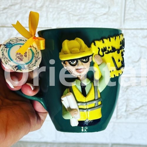 Engineer shaped clay mug