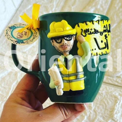 Engineer shaped clay mug