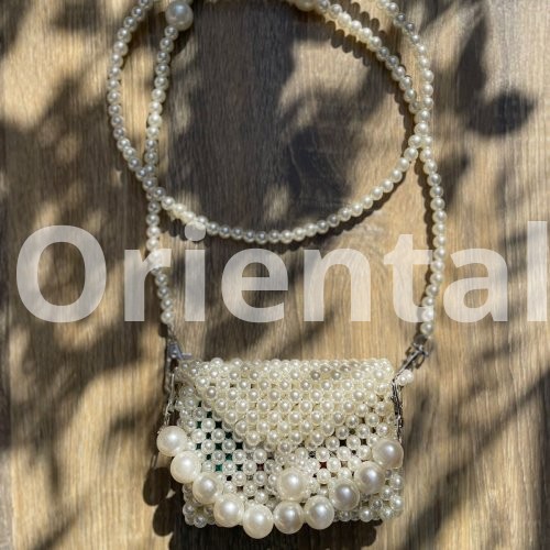 beaded off white small loly bag