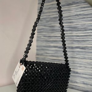 Squared Black medium beaded bag