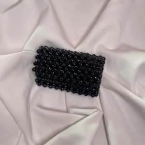 Women's black beaded wallet