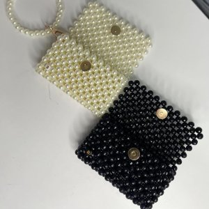 Women's black beaded wallet