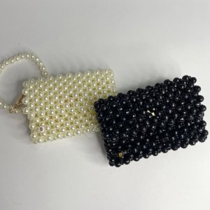 Women's black beaded wallet