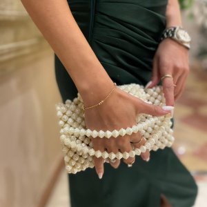 beaded clutch off white beads