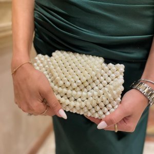 beaded clutch off white beads