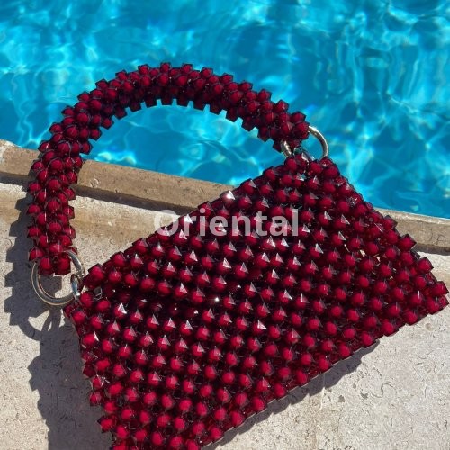 beaded adjustable feathers bag