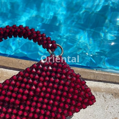 beaded adjustable feathers bag