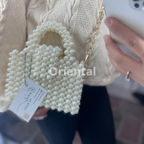 mixed pearls beaded bag