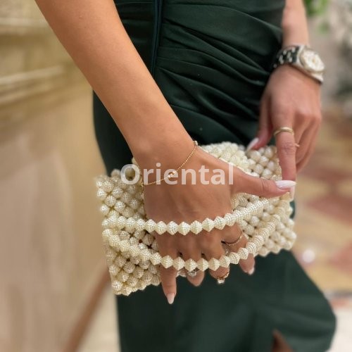 beaded clutch off white beads