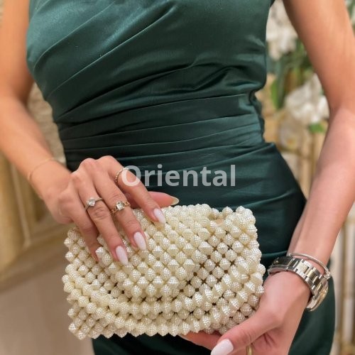 beaded clutch off white beads